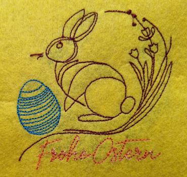 Stickdatei Liniendatei Hase mit Ei